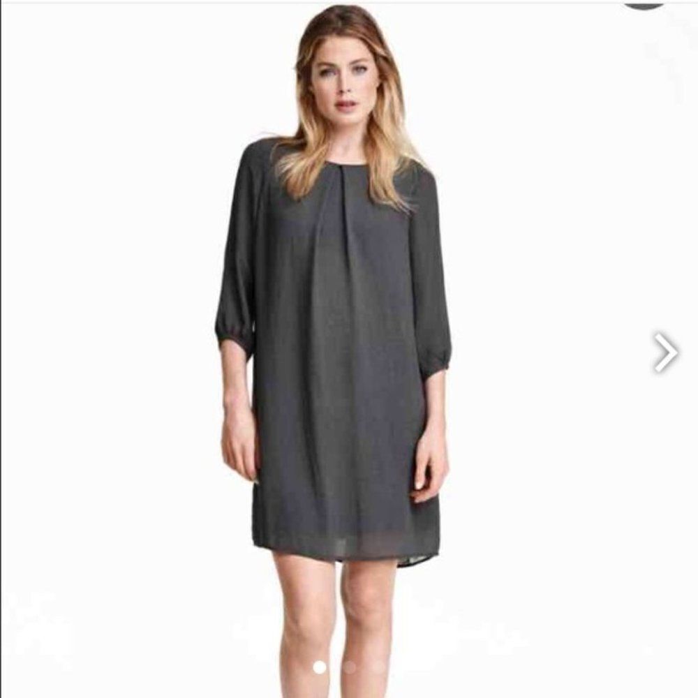 H&M Gray Chiffon Shift Dress